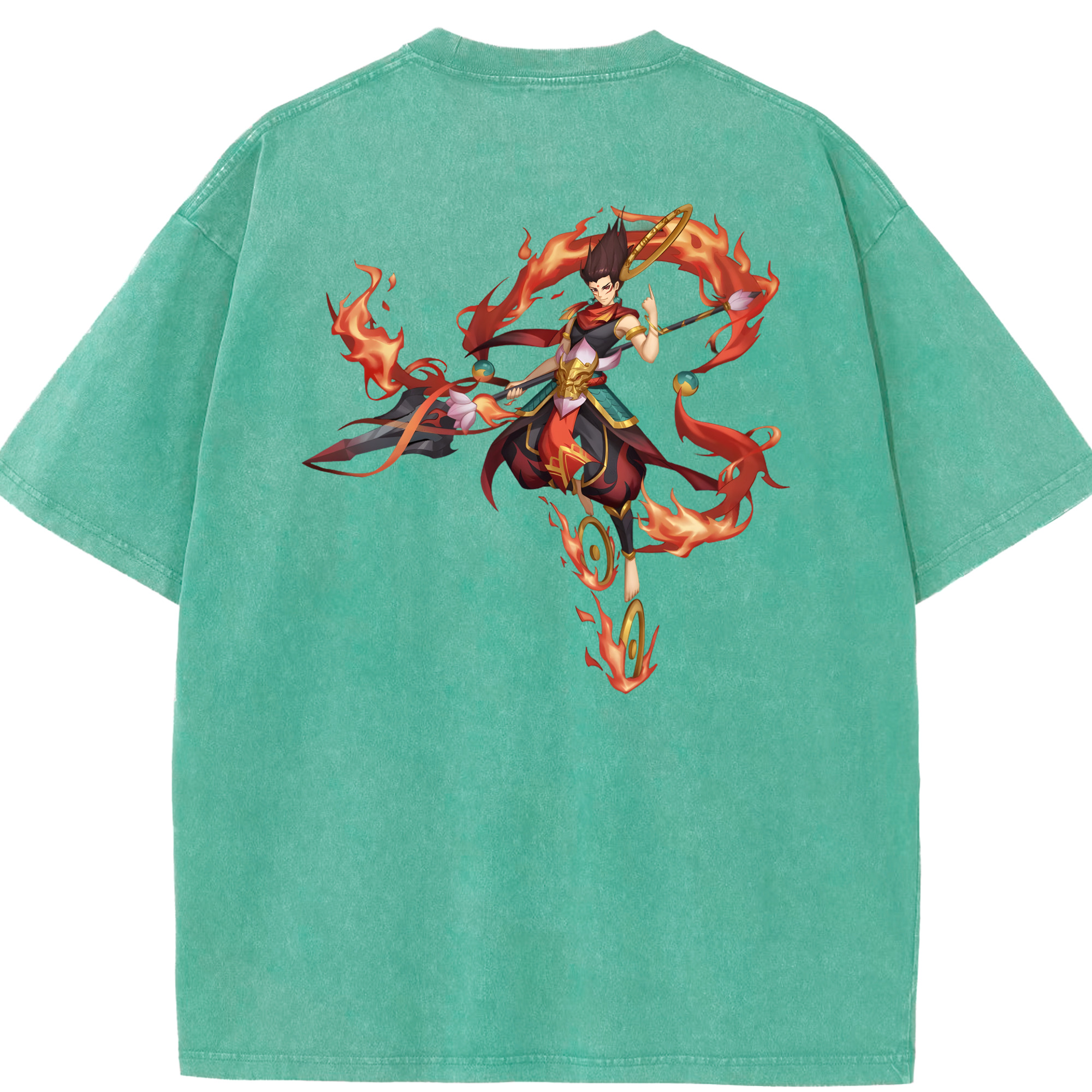 （画像用） Ne Zha 2 ナタ 魔童の大暴れ 綿100% ヴィンテージ風 半袖Tシャツ（背面プリント）
